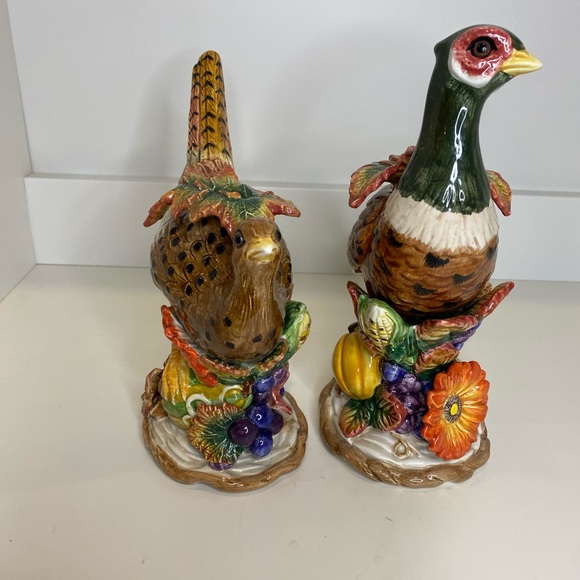 EUC Vtg Fitz & Floyd Autumn Bounty Pair of Figural Pheasant Candlesticks - Picture 4 of 16